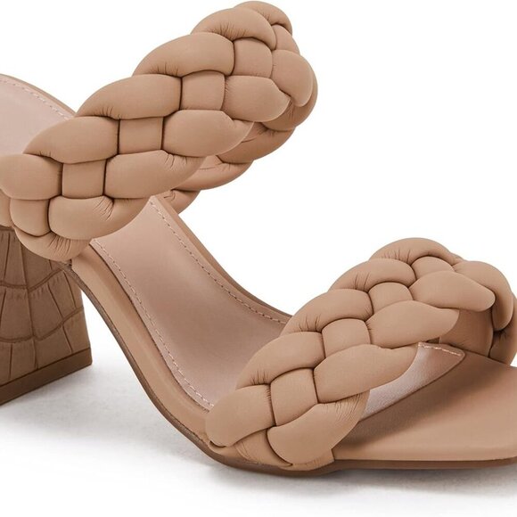 Shoes - Women's Braided Sandals Synthetic Leather 3.2in Block Heels Casual Dressy